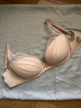 Chantelle Festivite Lace Plunge Bra 32DD (EU 70E/32E) in nude